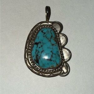 Turquoise Silver Accent Pendant - Blue Stone Women’s Jewelry